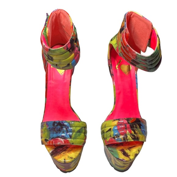 Colorful Reed platform sandal heels size 7 pre owned good condition - Picture 4 of 6